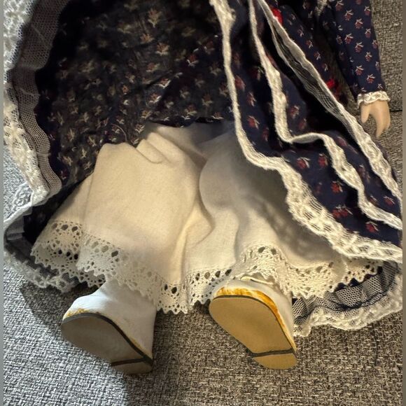 Classic Navy Blue Porcelain Doll with Lace by Victoria Ashley Originals - Picture 2 of 9